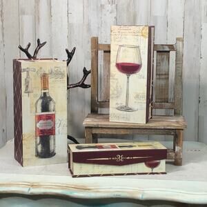 NEW! 3-Pc Wine Themed Nesting Home Decor or Gift Boxes